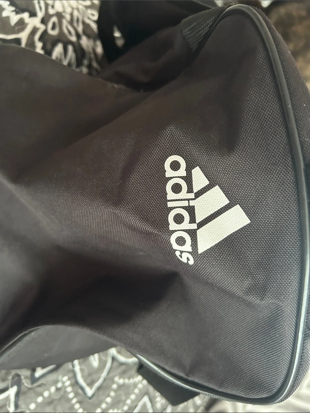 adidas Black Duffel Bag with White Trefoil Logo